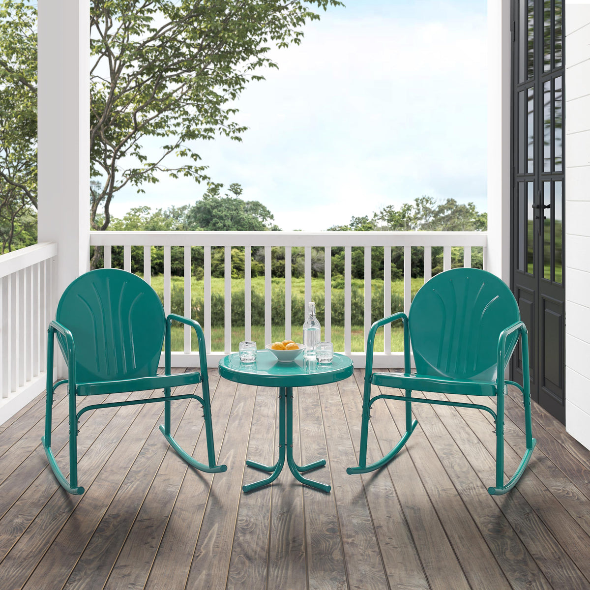 Crosley Outdoor Griffith 3Pc Retro Outdoor Rocking Chair Set