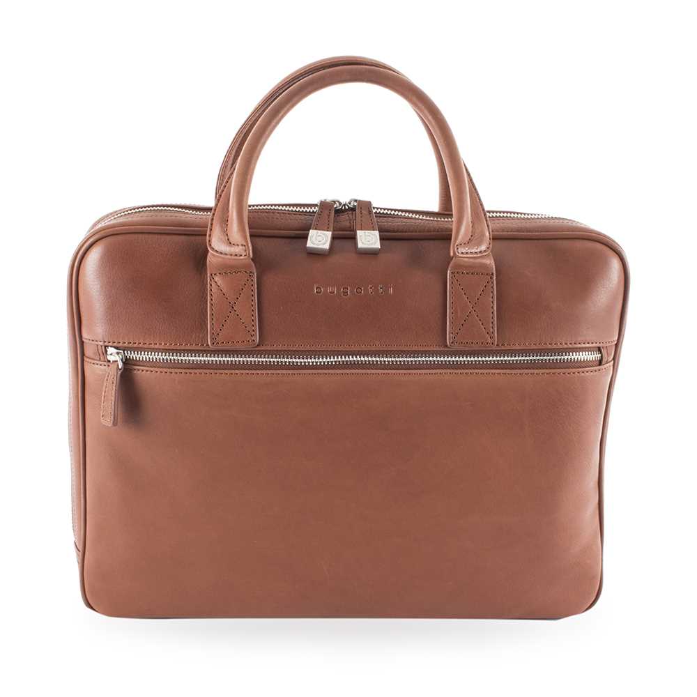 Bugatti Sartoria II Slim Business Briefcase -Cognac