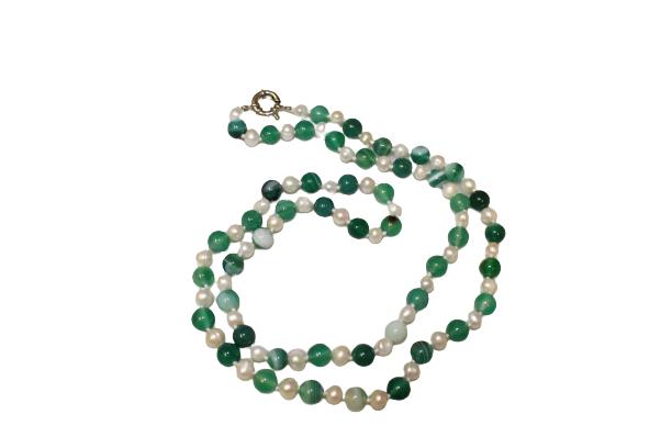 Completely Bella Latonia Cabella created Pearl and Natural Green Agate 30" Necklace