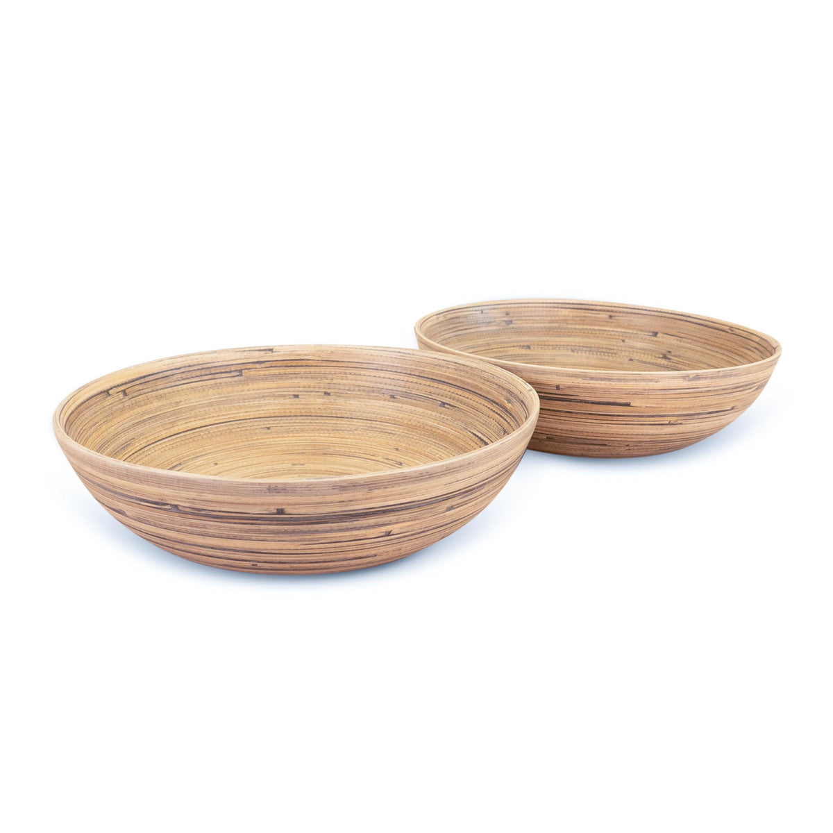 KitchenSupply LEXA - Set of 2 12-Inch Bamboo Salad Bowl - Black Bamboo