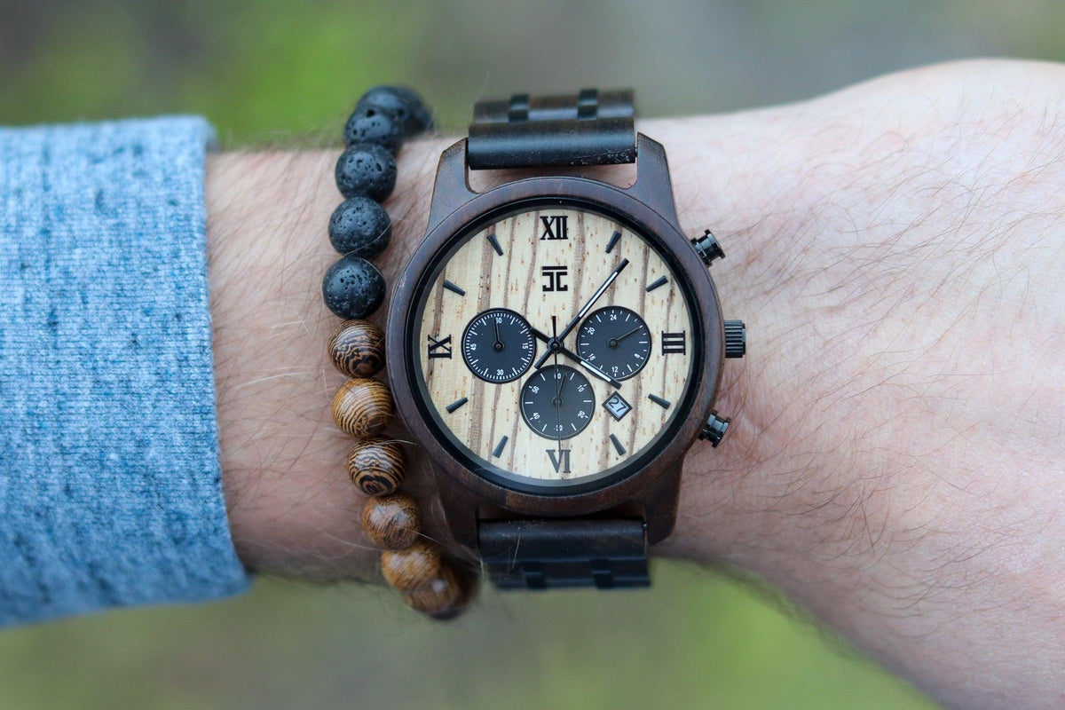 Joycoast Wild Black Sandalwood & Zebrawood Chronograph Wooden Watch