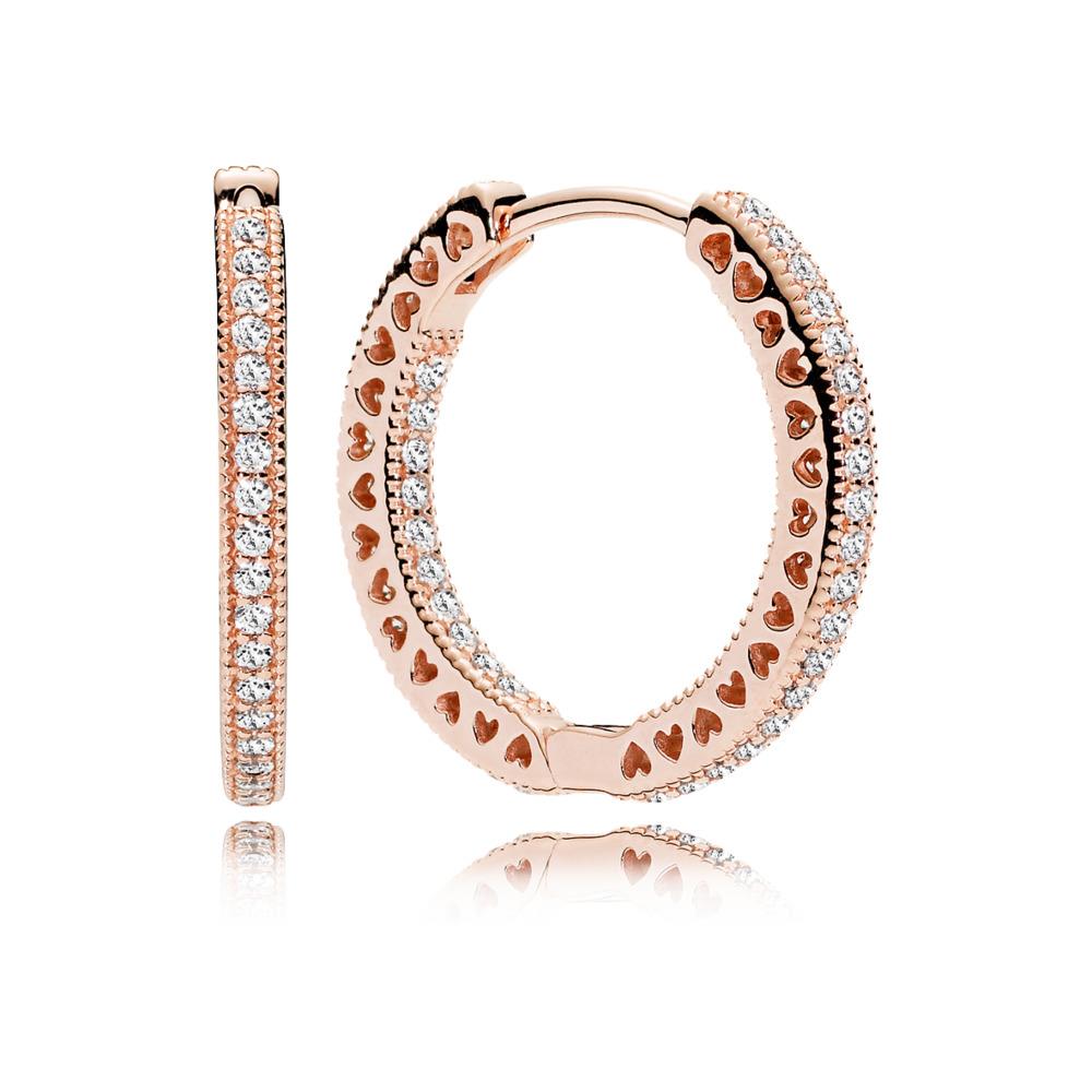 Pandora Sparkle & Hearts Hoop Earrings
