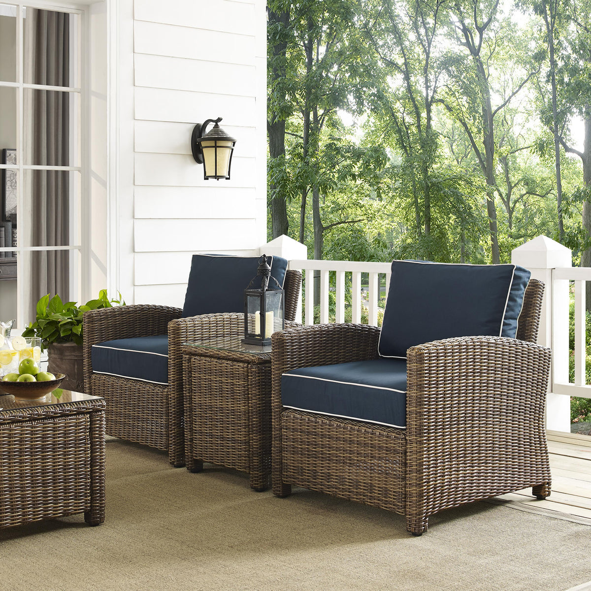 Crosley Outdoor Bradenton 3Pc Wicker Outdoor Chair Set