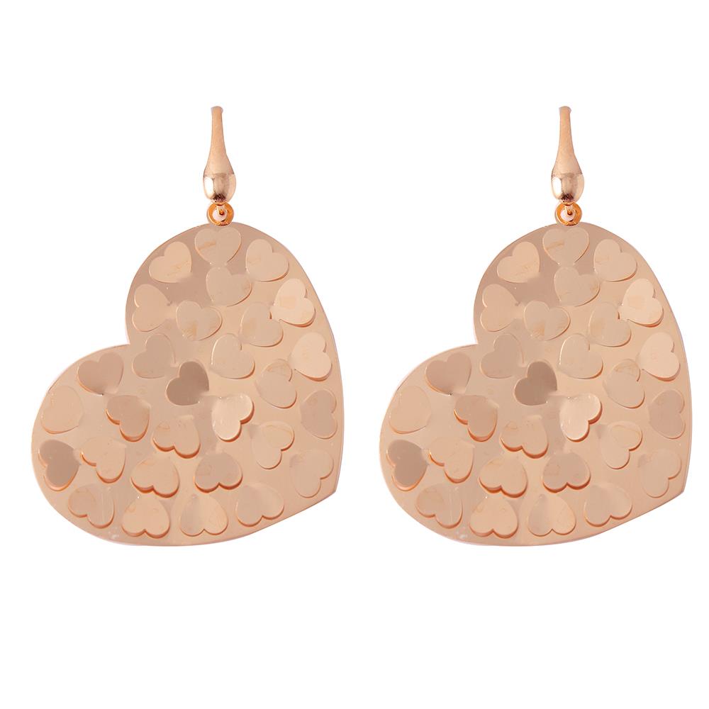 PARIKHS Rose Gold Plated Heart Earring in 925 Sterling Silver