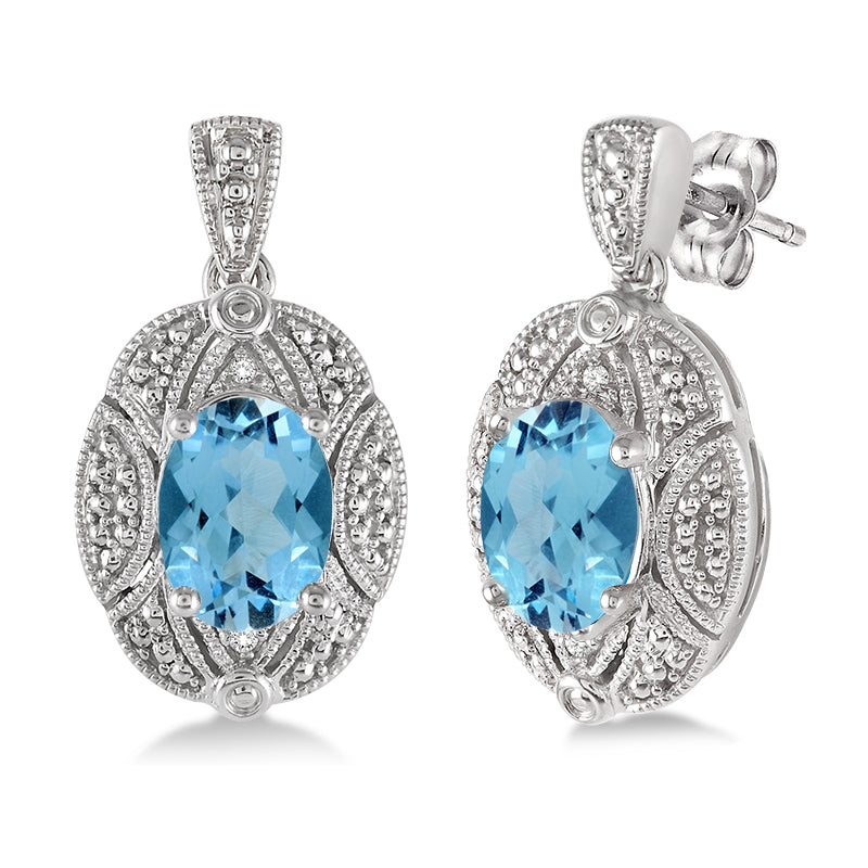Jilco Inc Blue Topaz & Diamond Earrings