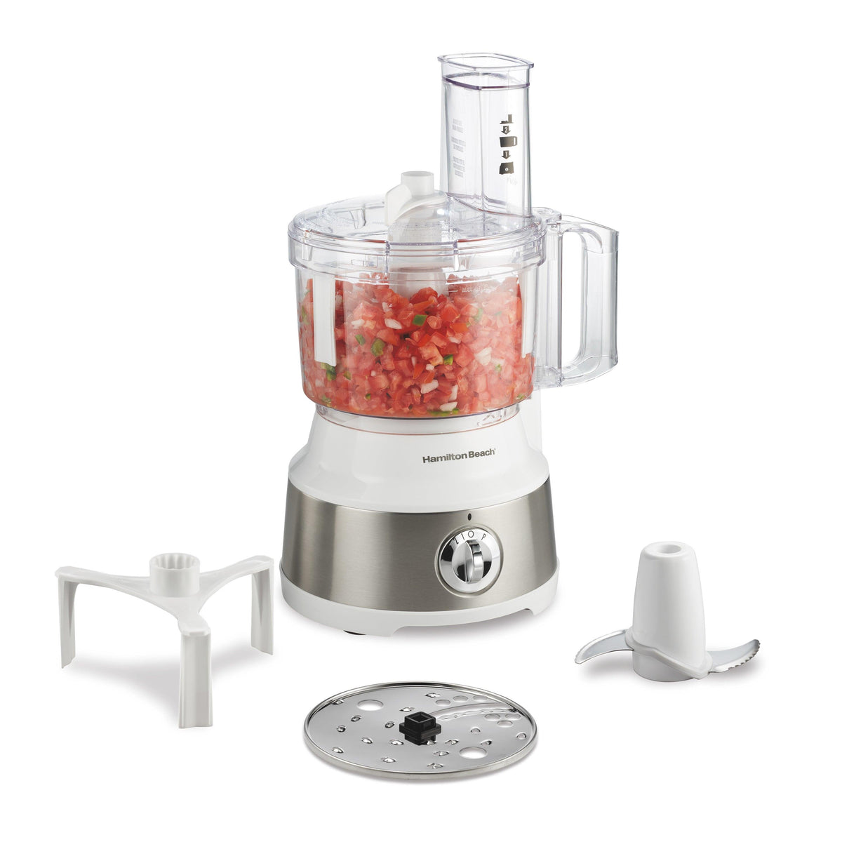 Hamilton Beach 10 Cup Food Processor w/ Bowl Scraper White & Stainless Steel