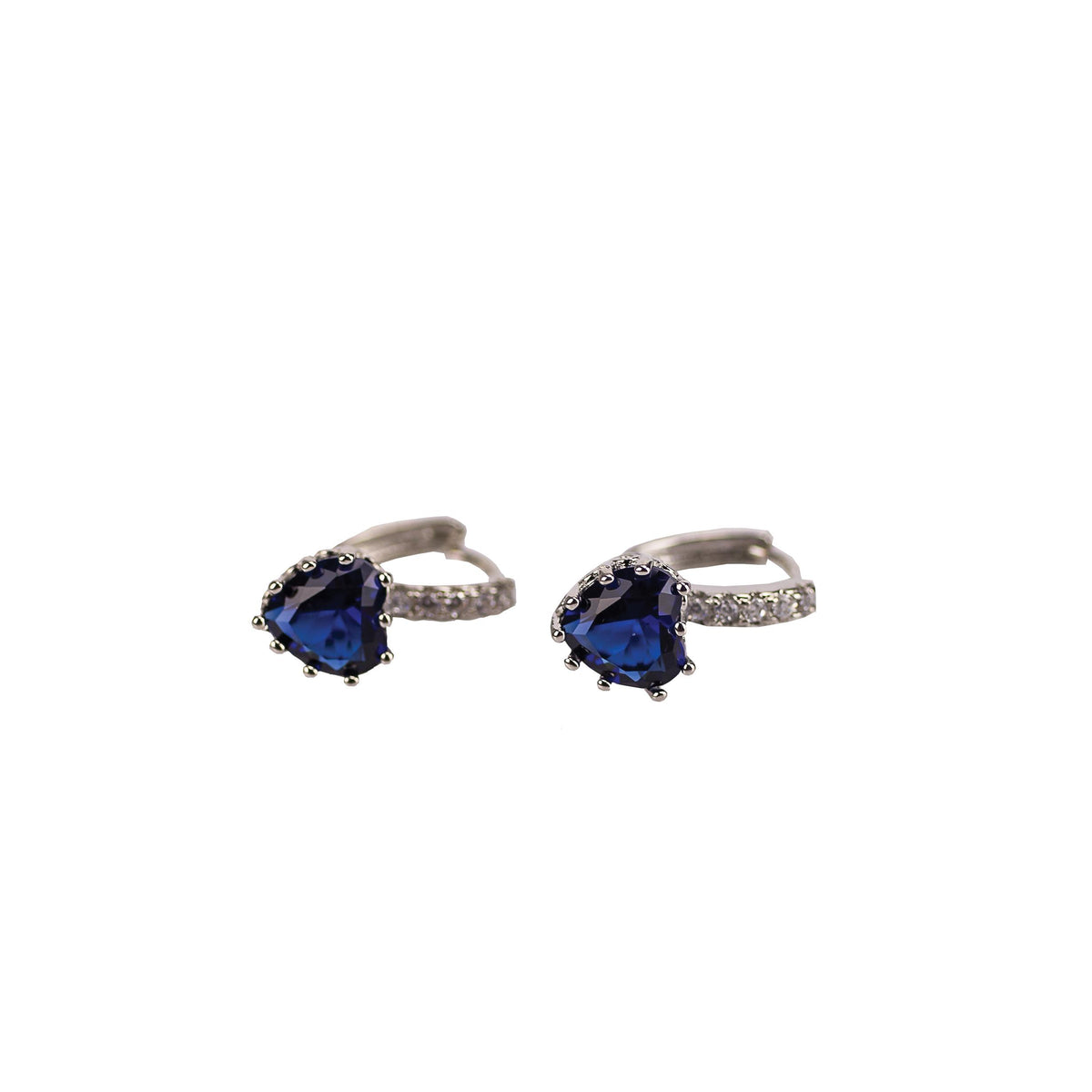 Completely Bella Blue Sapphire CZ Heart Shaped Earrings
