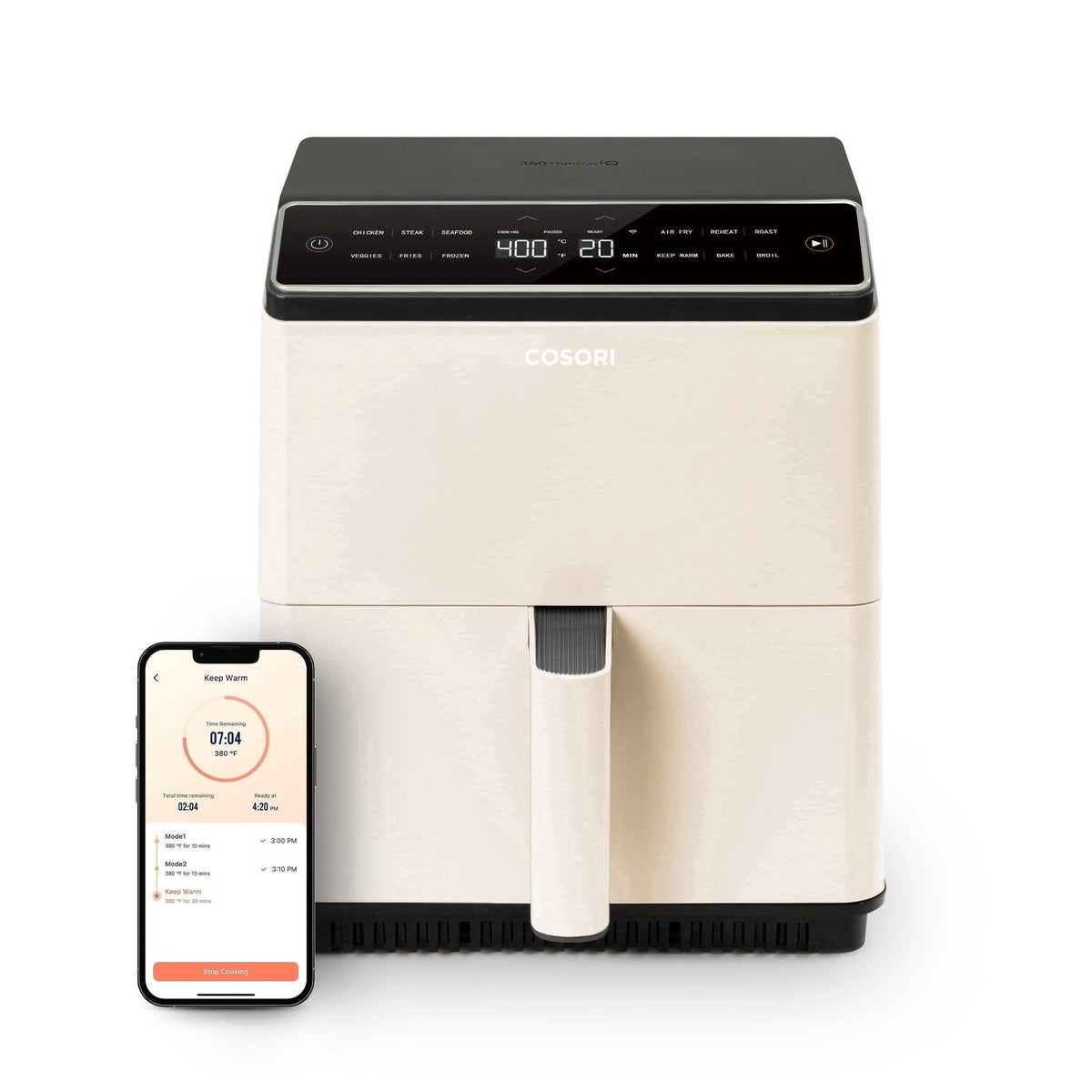 COSORI 6.8qt Dual Blaze Smart Air Fryer Oyster White