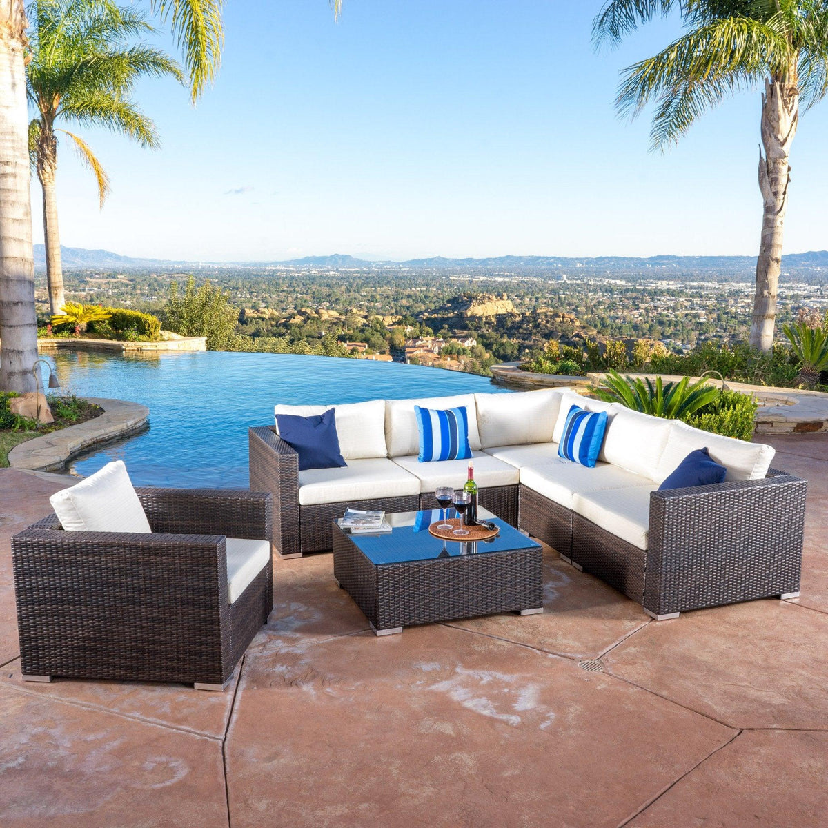 Stark Home Faviola 7Pc Outdoor Wicker Sofa Sectional Set