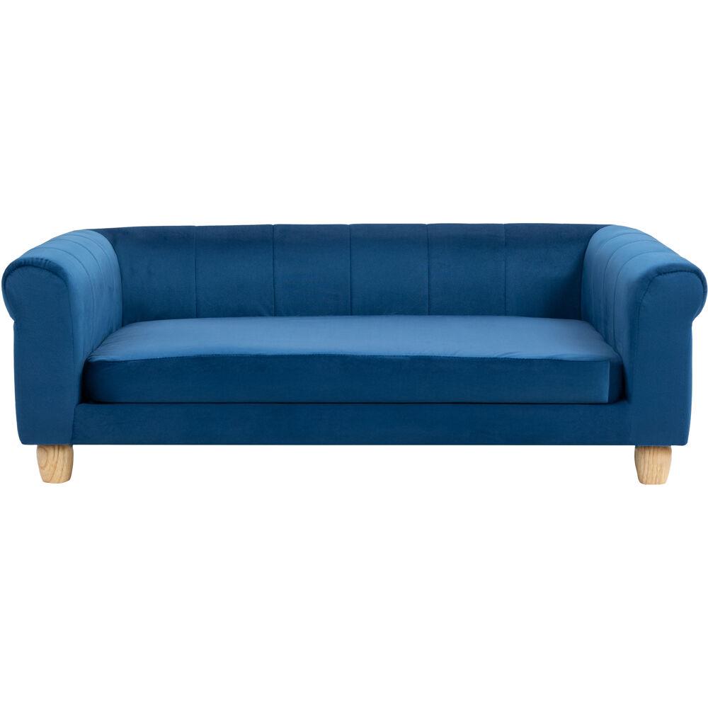 CRITTER SITTERS 42-In. Elegant Faux-Velvet Rectangle Pet Bed for Medium and Large Dogs, Navy