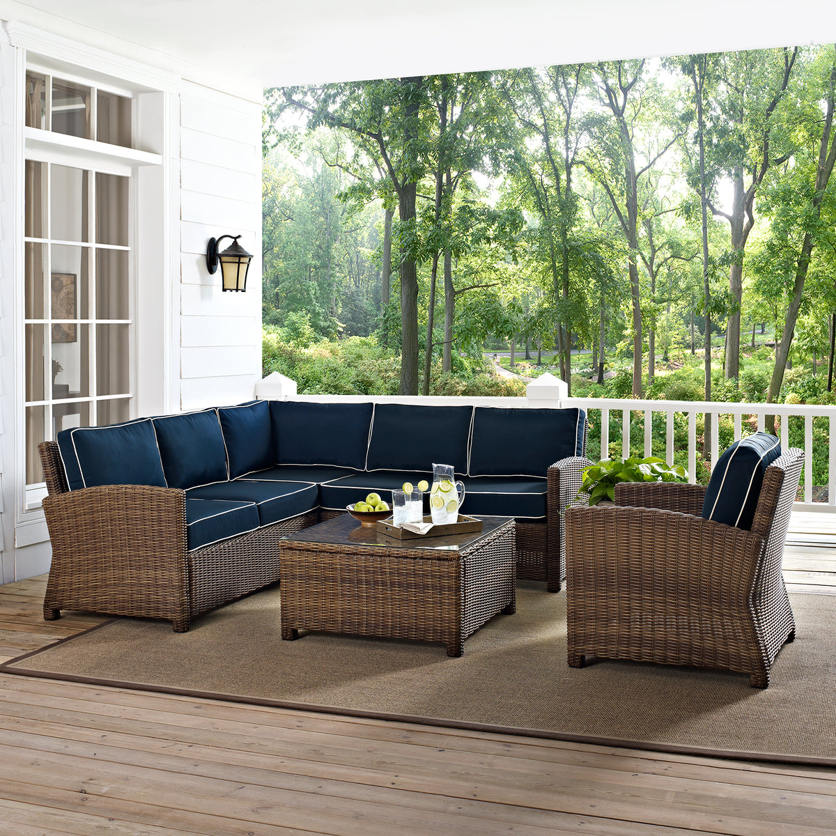 Crosley Outdoor Bradenton 5Pc Wicker Outdoor Sectional Patio Furniture Set