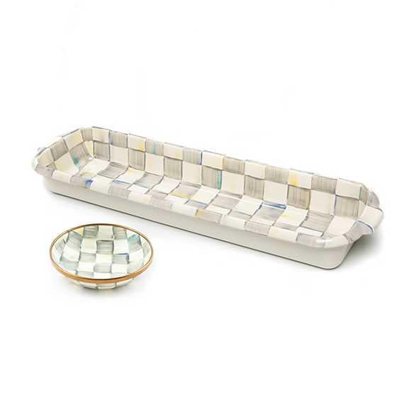 MacKenzie Childs Sterling Check Baguette Dish & Dipping Bowl Set
