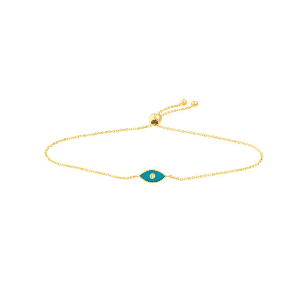 HAWLEY ST Blue Enamel Evil Eye Bolo 9.5" Bracelet