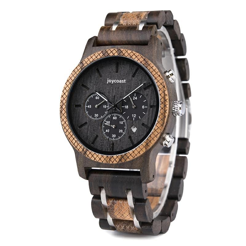 Joycoast Prince Dark Sandalwood & Zebra Chronograph Wooden Watch