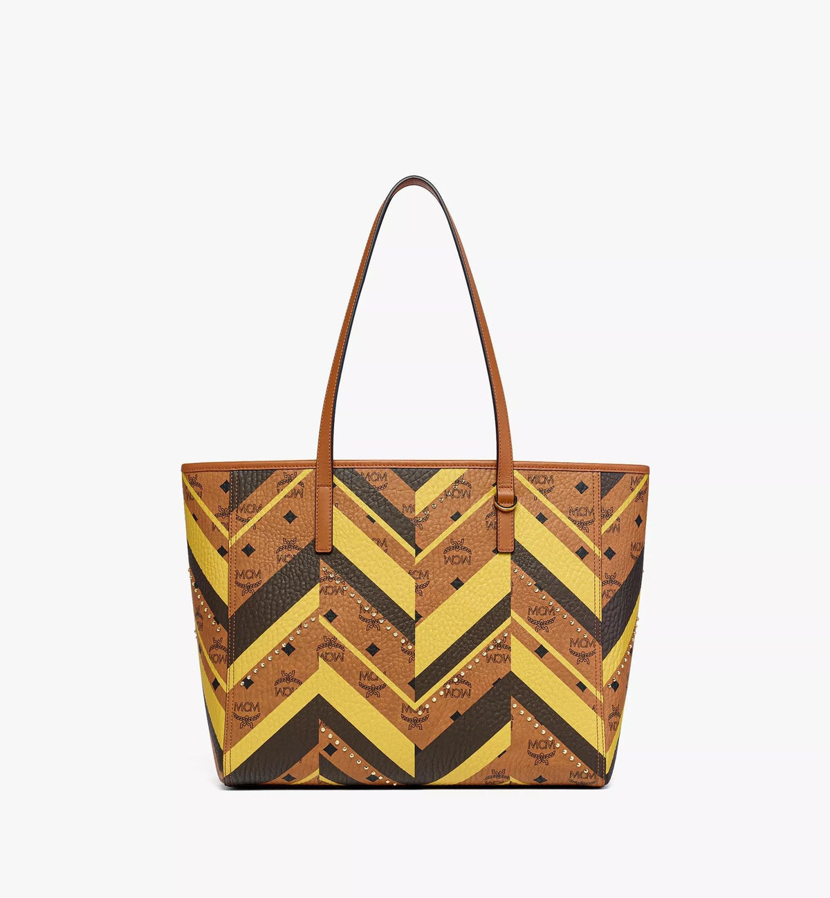 MCM Studded Toni Top-Zip Shopper in Visetos