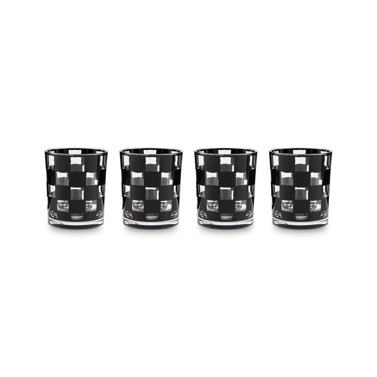 MacKenzie-Childs Blue Check Acrylic Tumblers, Set of 4