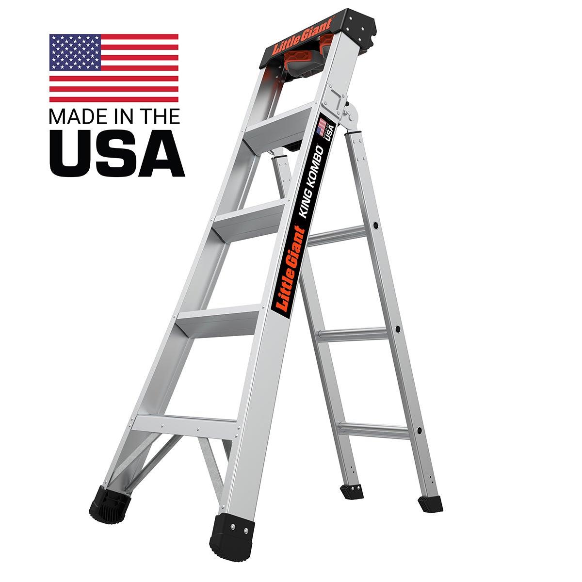Little Giant King Kombo 2.0 Pro 5ft Aluminum Ladder w/ Wall Pad