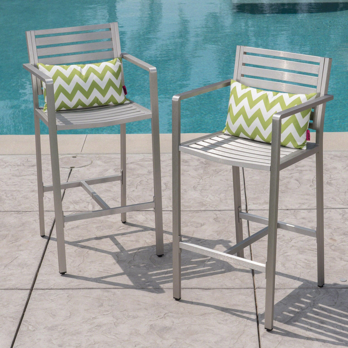 Stark Home Cape Coral Outdoor Aluminum 29.5" Barstool Set (2)