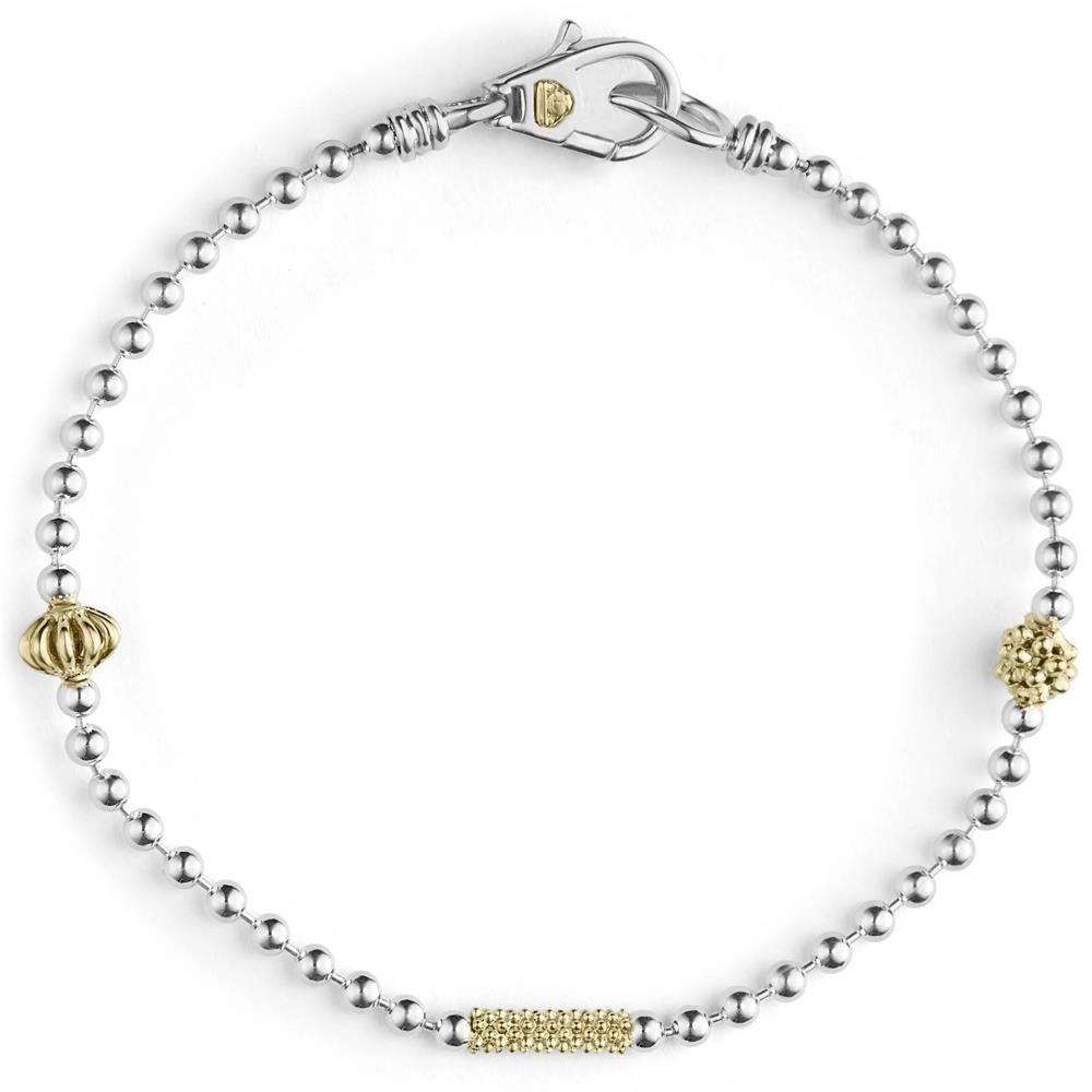 Lagos Two-Tone Caviar Beaded Bracelet Size 6