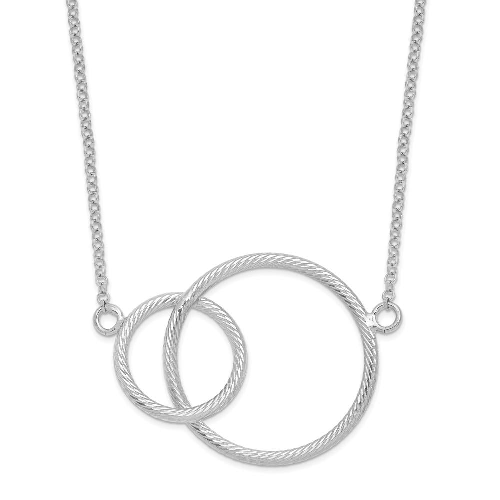 Distinctive Sterling Silver Rhodium Intertwined Circles Necklace