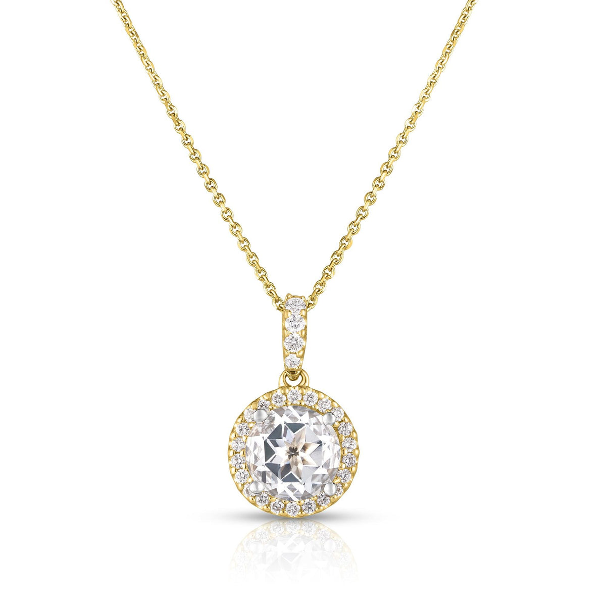 Jilco 14k Yellow Gold White Topaz and Diamond Necklace