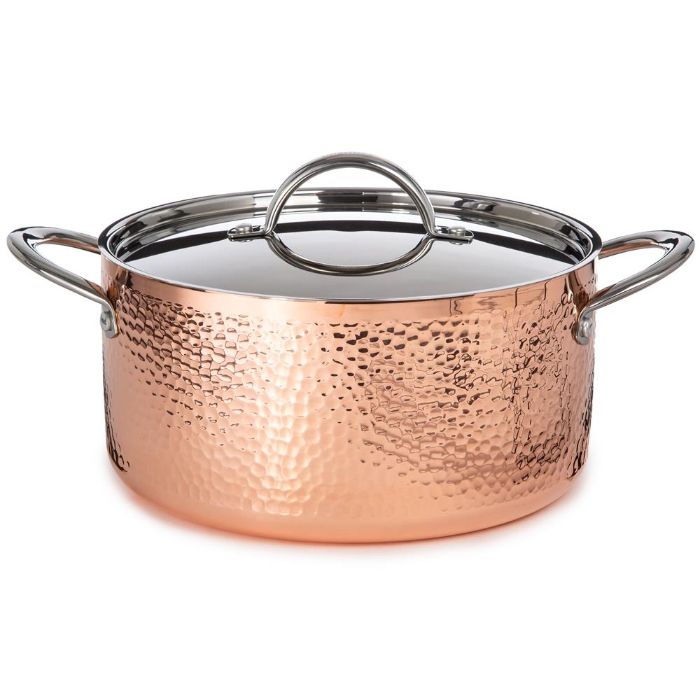 BergHoff Vintage Hammered Copper Stockpot w/Lid Size 5.75qt