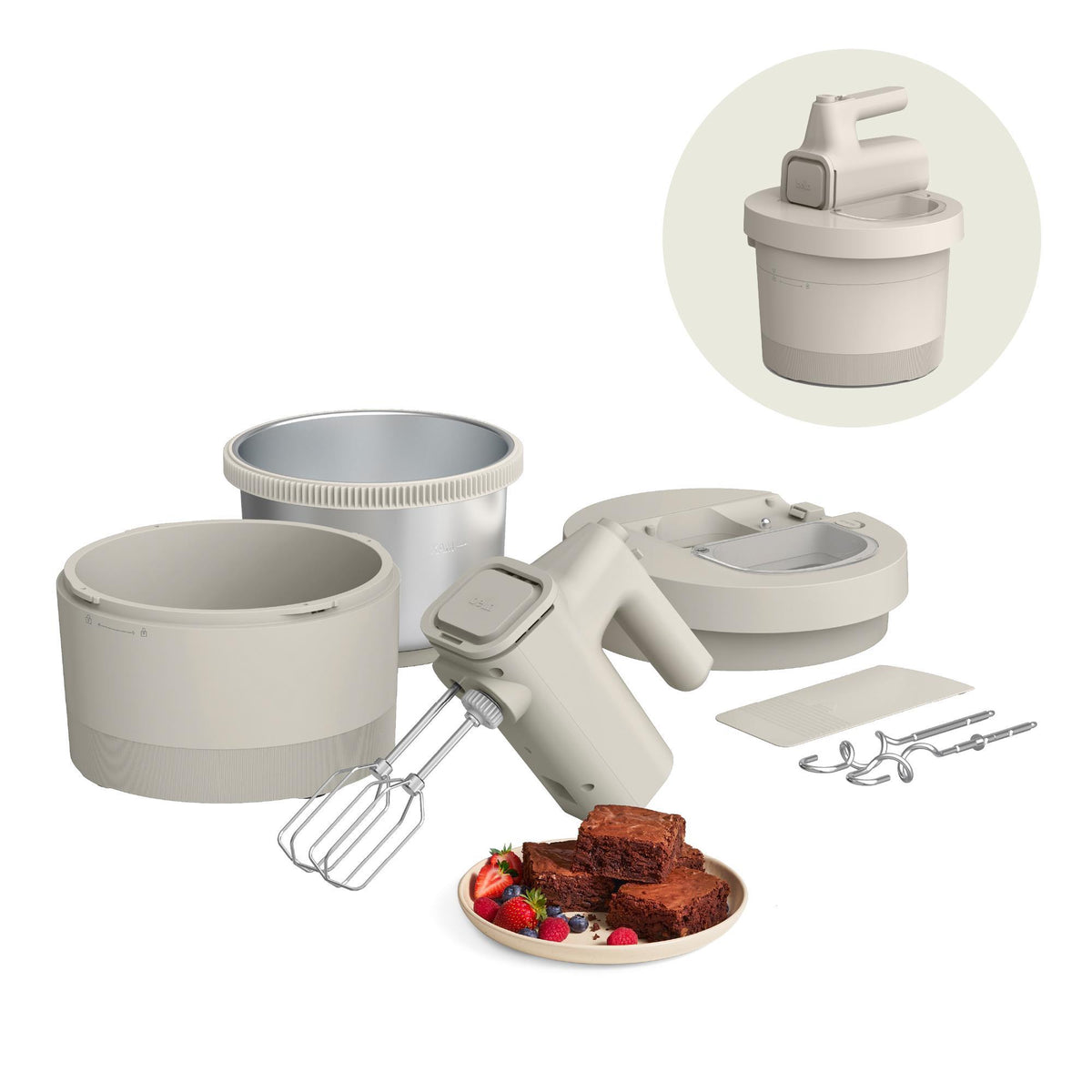 Bella by Gather 3.5 Qt Hand Stand Mixer, Oatmilk