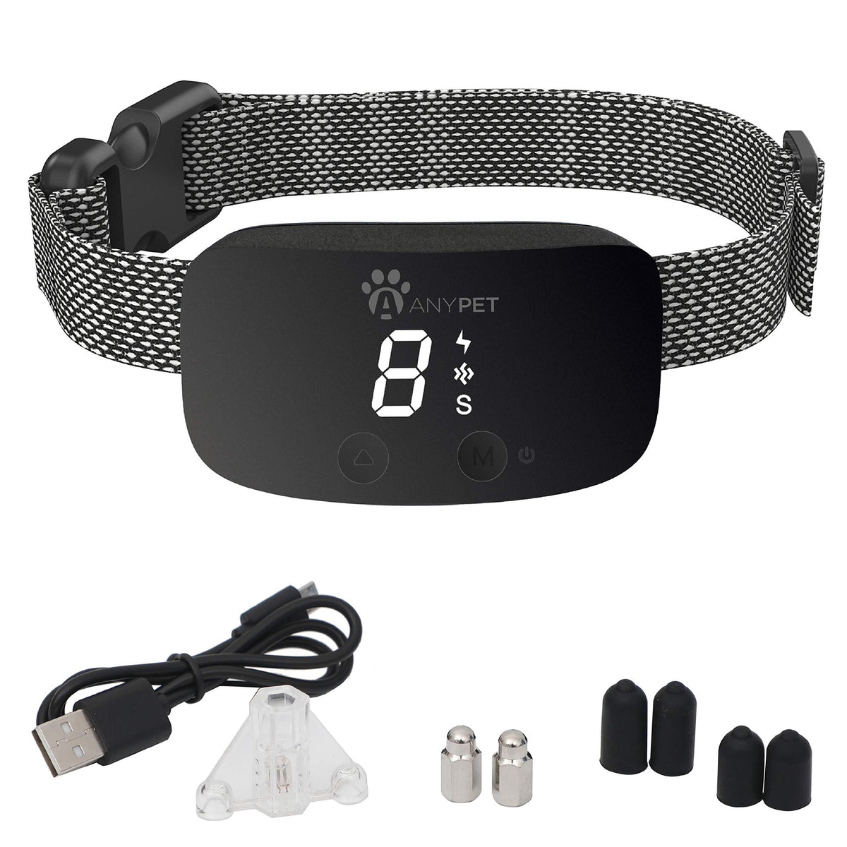 ANYPET Humane Rechargable Dog Barking Collar - Black