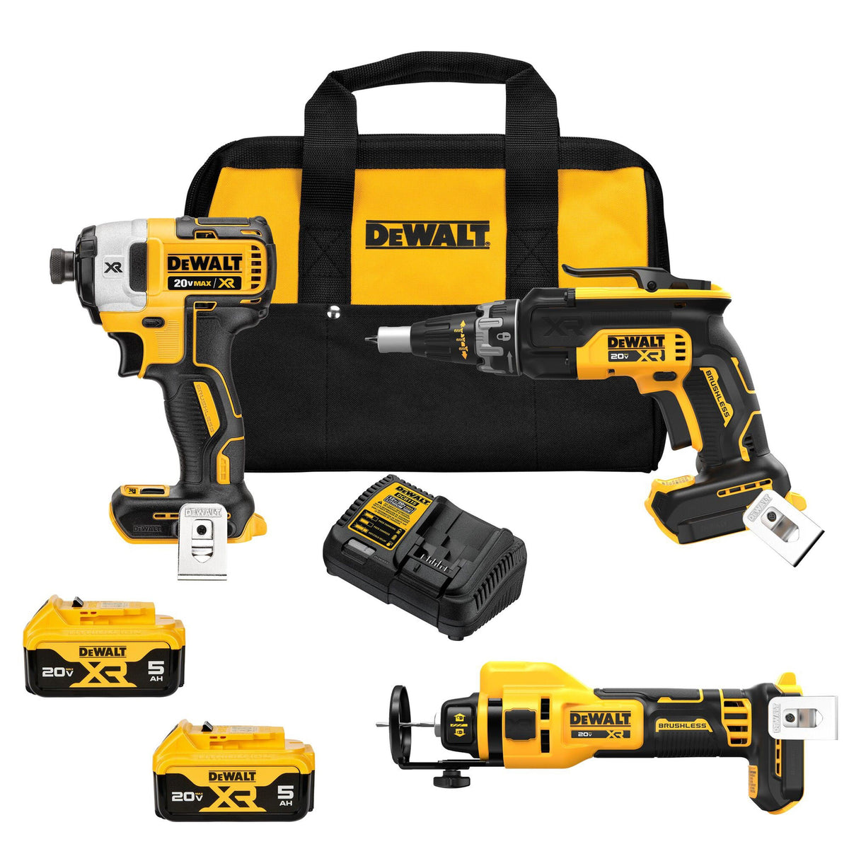 DeWalt 20V MAX XR Drywall 3pc Tool Kit w/ 5.0Ah Battery