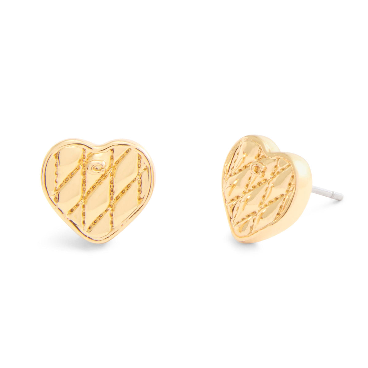 COACH Quilted Heart Studs - Gold