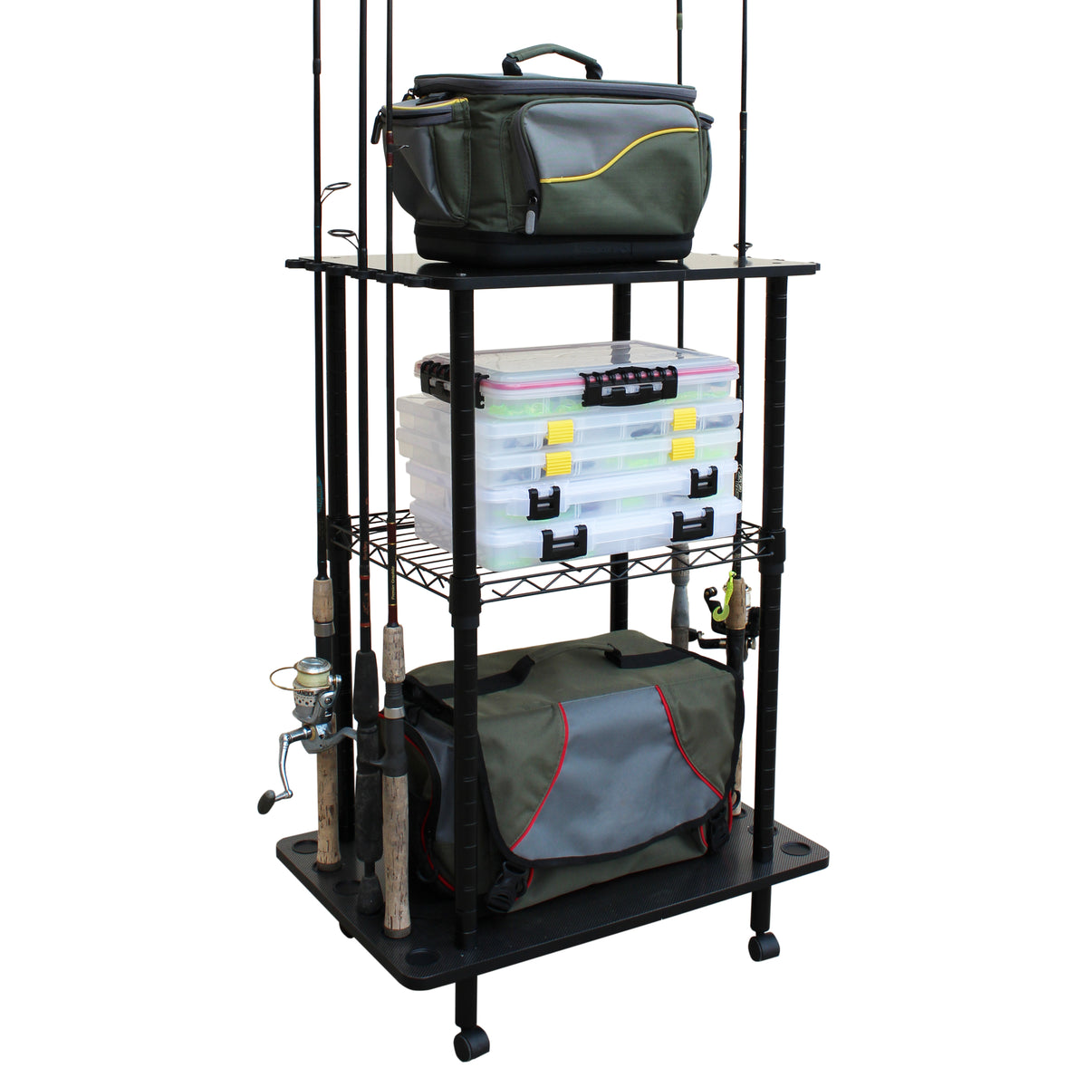 Rush Creek 12-Fishing Rod Tackle Cart