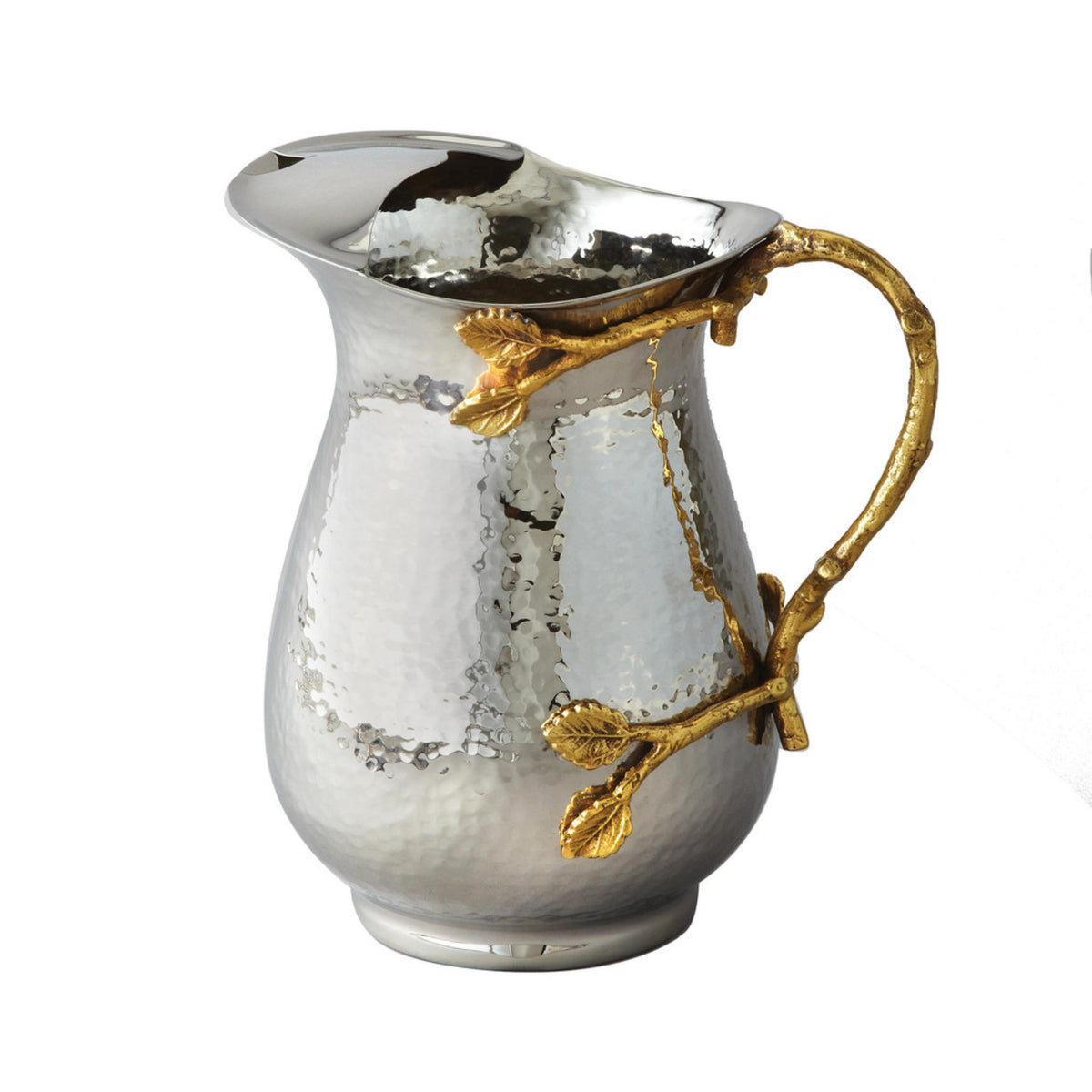 Stark Home Gilt Leaf Hammered Stainless Steel Water Pitcher