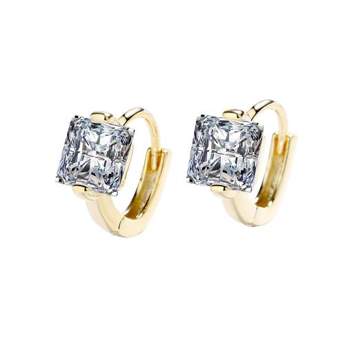 Completely Bella 18k Gold Plated over Sterling Silver Princess Cut Moissanite Hoop Earring