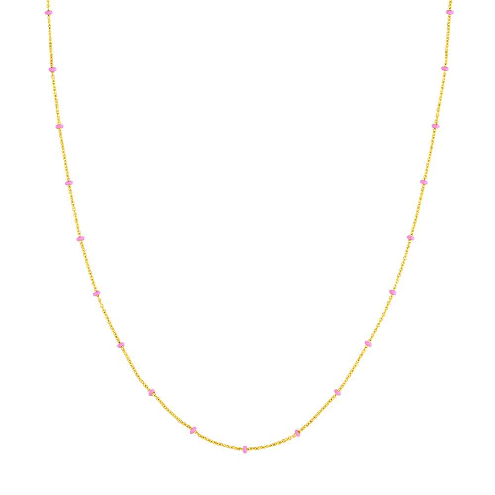 HAWLEY ST Pink Enamel Bead Saturn Chain 18" Necklace