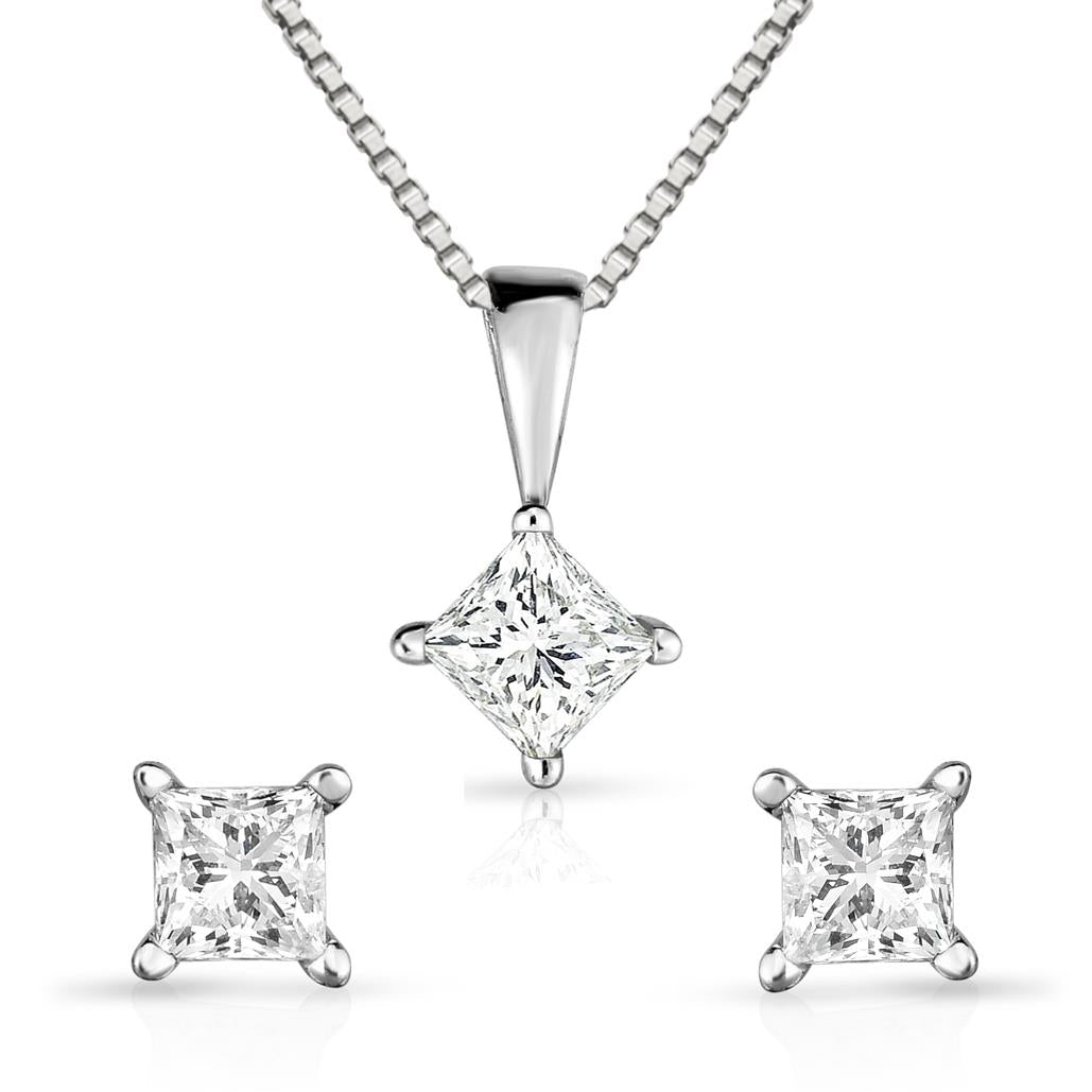 Jilco Inc Diamond Earrings and Necklace Set