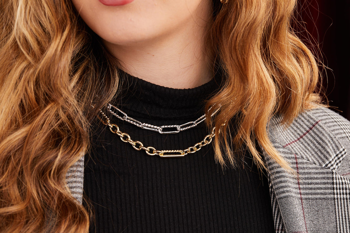 John Medeiros Diamante Necklace Link Gold 16''-18" chain Adjustable