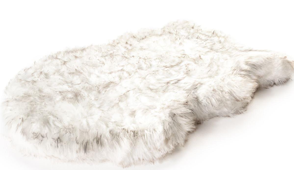 PAW PupRug Faux Fur Orthopedic Dog Bed - Curved White - Small/Medium