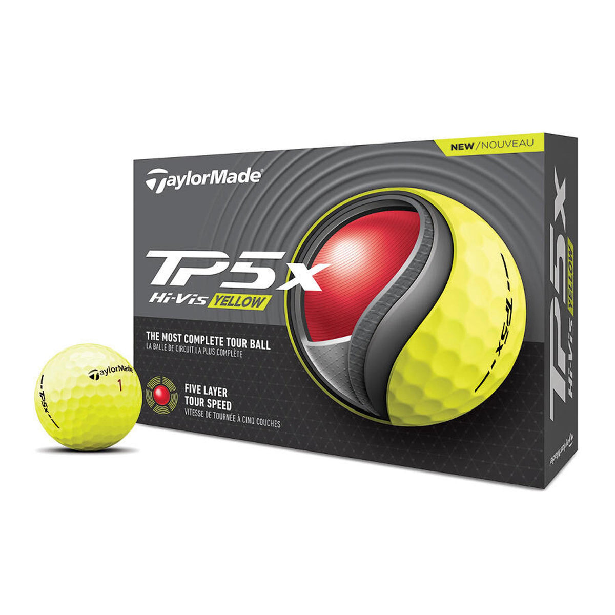 TaylorMade TP5x Yellow 2024 Golf Balls - 1 Dozen
