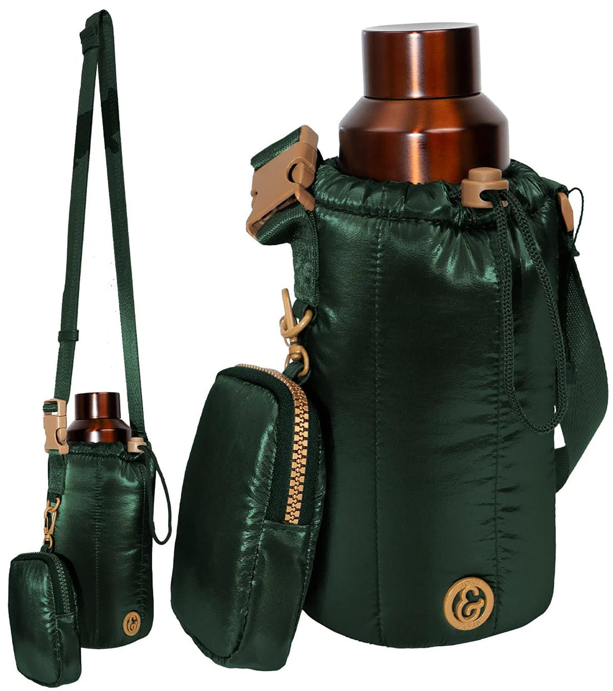Joan & David Metallic Quilted Water Bottle Holder Size 8"
