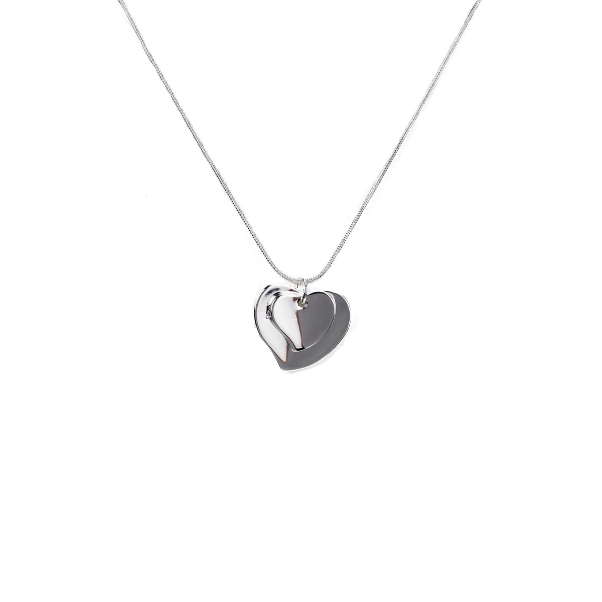 Completely Bella Double Heart Sterling Silver Plated Necklace
