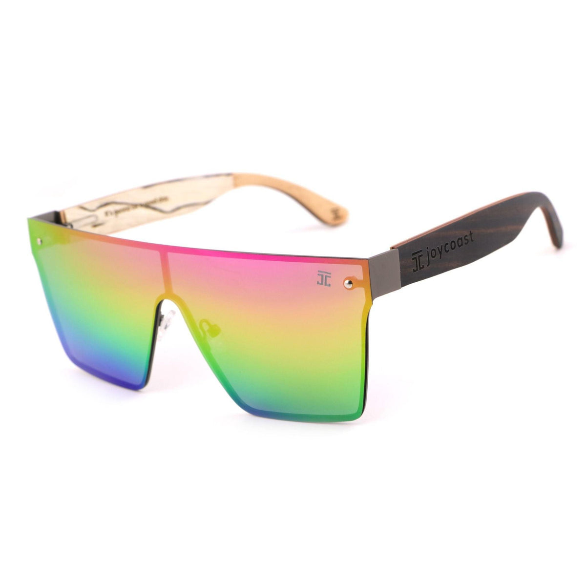 Joycoast Apres-Ski - Frameless, Reflective & Maple Wood Wooden Sunglasses Rainbow