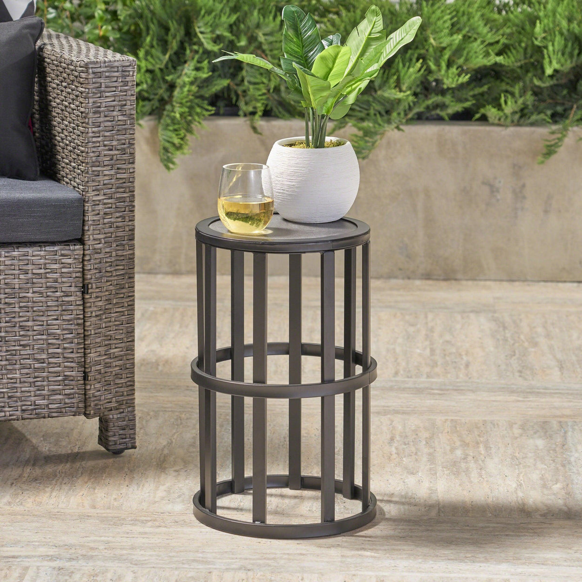 Stark Home Carlo Outdoor 11" Ceramic Tile Side Table