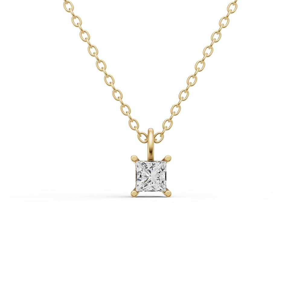 Prestige Boutique Diamonds Princess Lab Diamond Solitaire Pendant Size 0.5 CTW