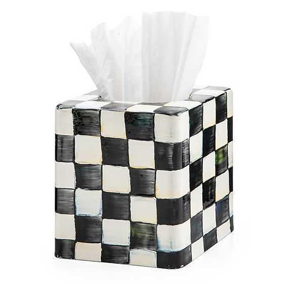 MacKenzie-Childs mocha check boutique tissue box cover