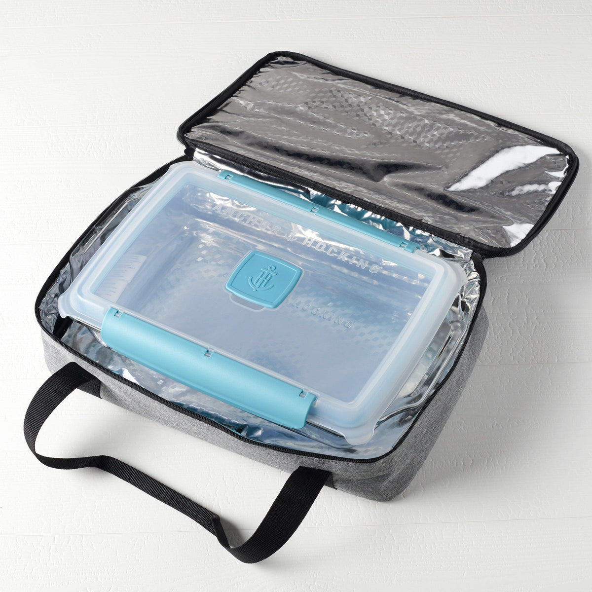 Anchor Hocking 3qt Glass Baking Dish w/ Lid Insulated Carrier Cold Pack
