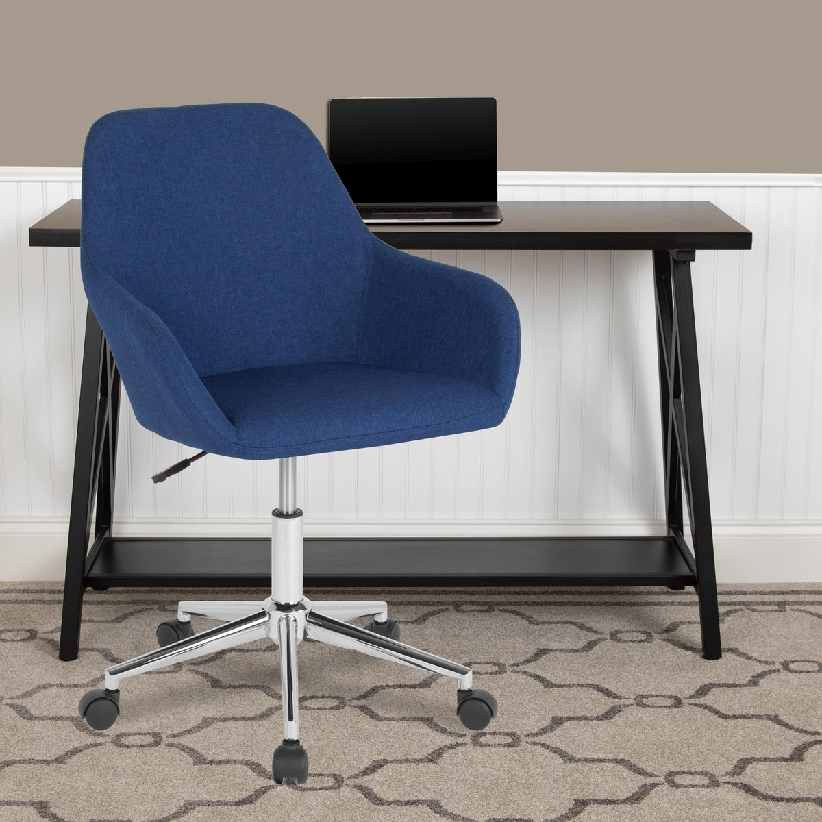 Flash Furniture Home & Office Mid-Back Black LeatherSoft Upholstered Swivel Chair