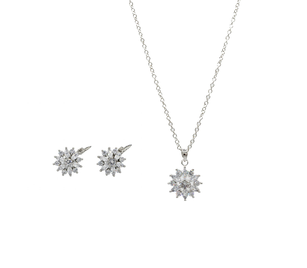 Completely Bella Star Burst CZ Silver Jewelry Set