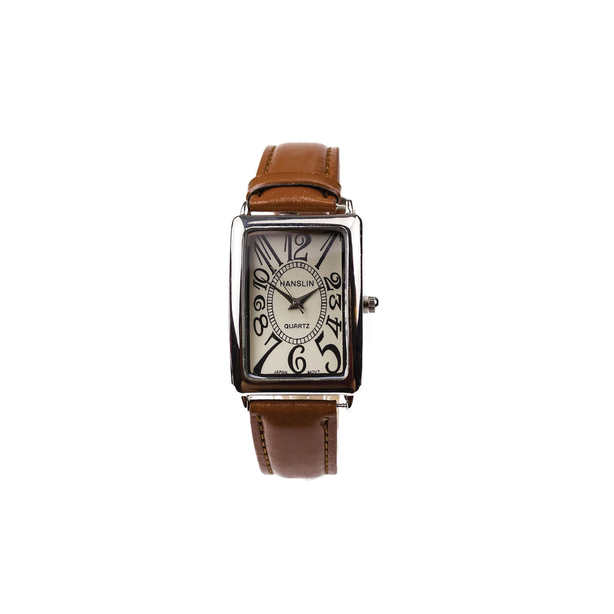 Completely Bella Men's Brown Leather Tank Style Watch