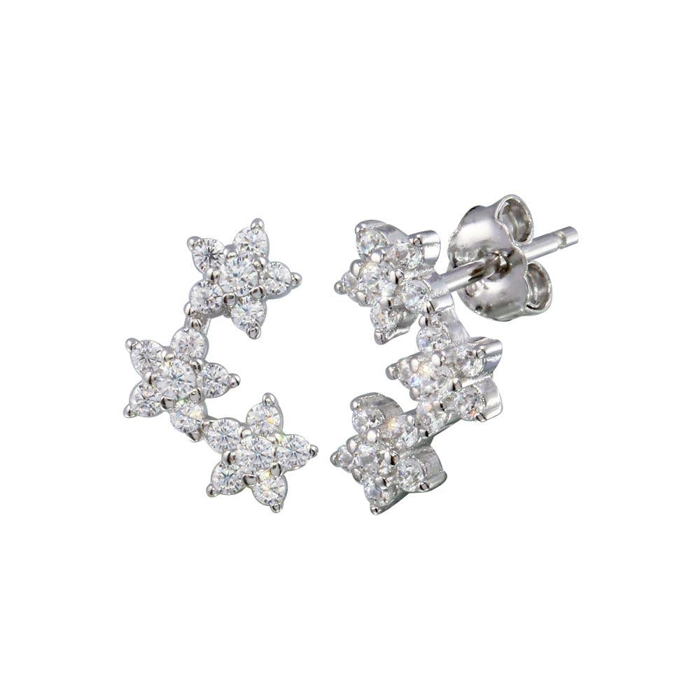 Infinity Luxe Jewelry Collection 3 Flower CZ Stud Earrings