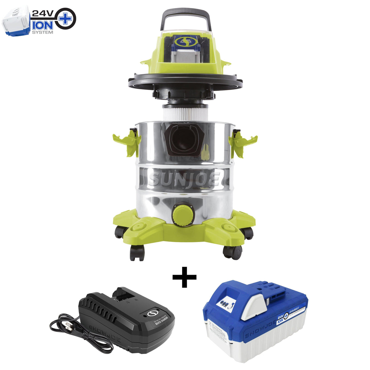 Sun Joe Cordless Portable Stainless Steel Vacuum